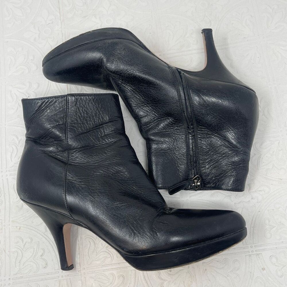 PRADA Black leather heeled boots Sz 38.5 - Picture 2 of 5